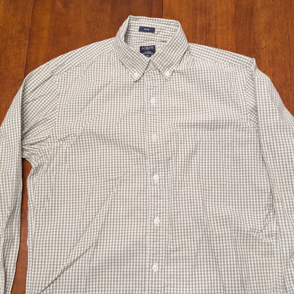 J. Crew Men's Green Checkered Shirt
